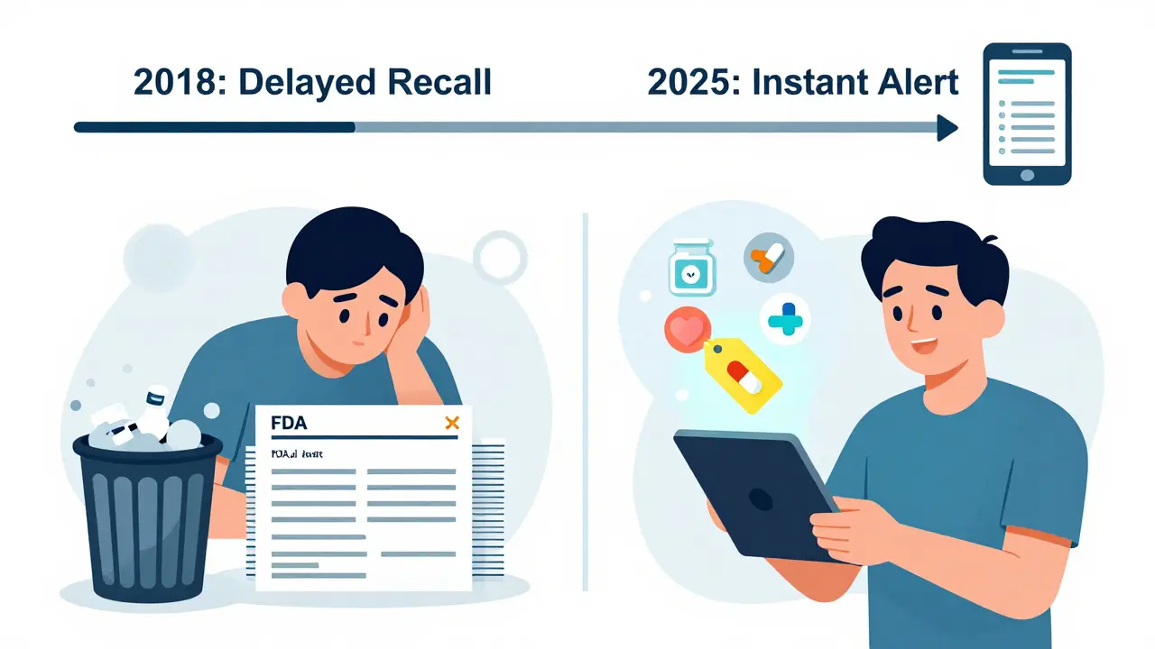 Contrast between ignoring safety alerts and receiving a targeted, prioritized drug safety notification.