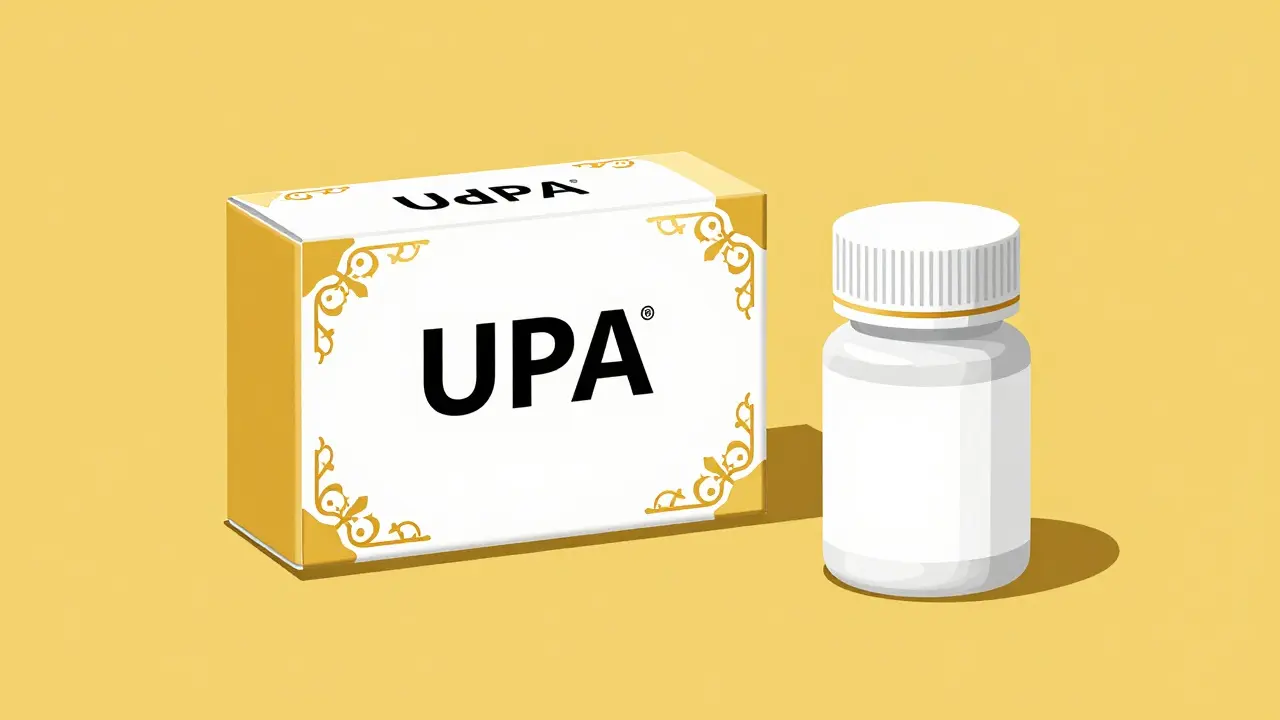 Comparison of a fancy brand name medicine box and a simple generic bottle in minimalist style