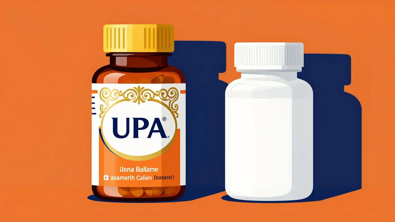 Comparison of expensive brand-name and affordable generic medication bottles.